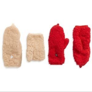tucker + tate cream tan fuzzy unisex kids flip over mittens